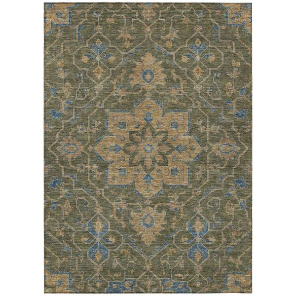 Chantille Machine Washable Indoor/Outdoor Abstract ACN3027 Olive 9 ft. x 12 ft. Area Rug