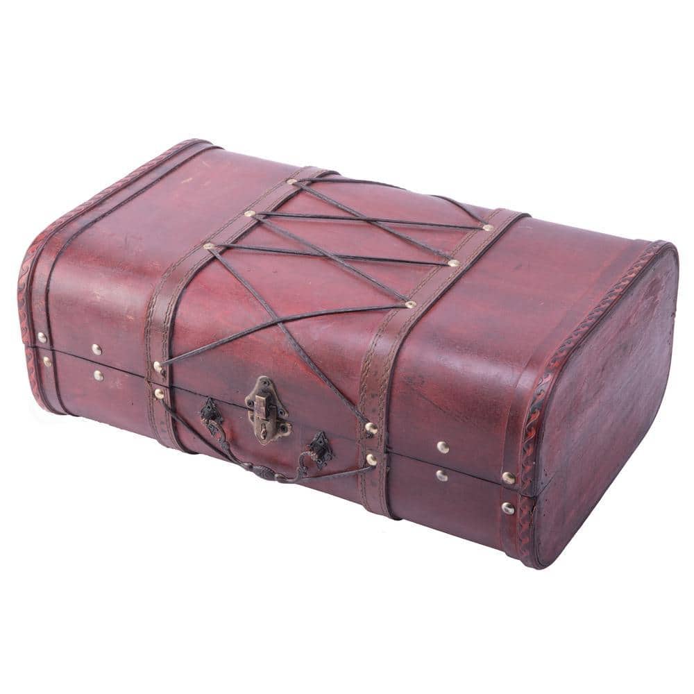 Vintiquewise Pirate Style Cherry Vintage Wooden Luggage with x