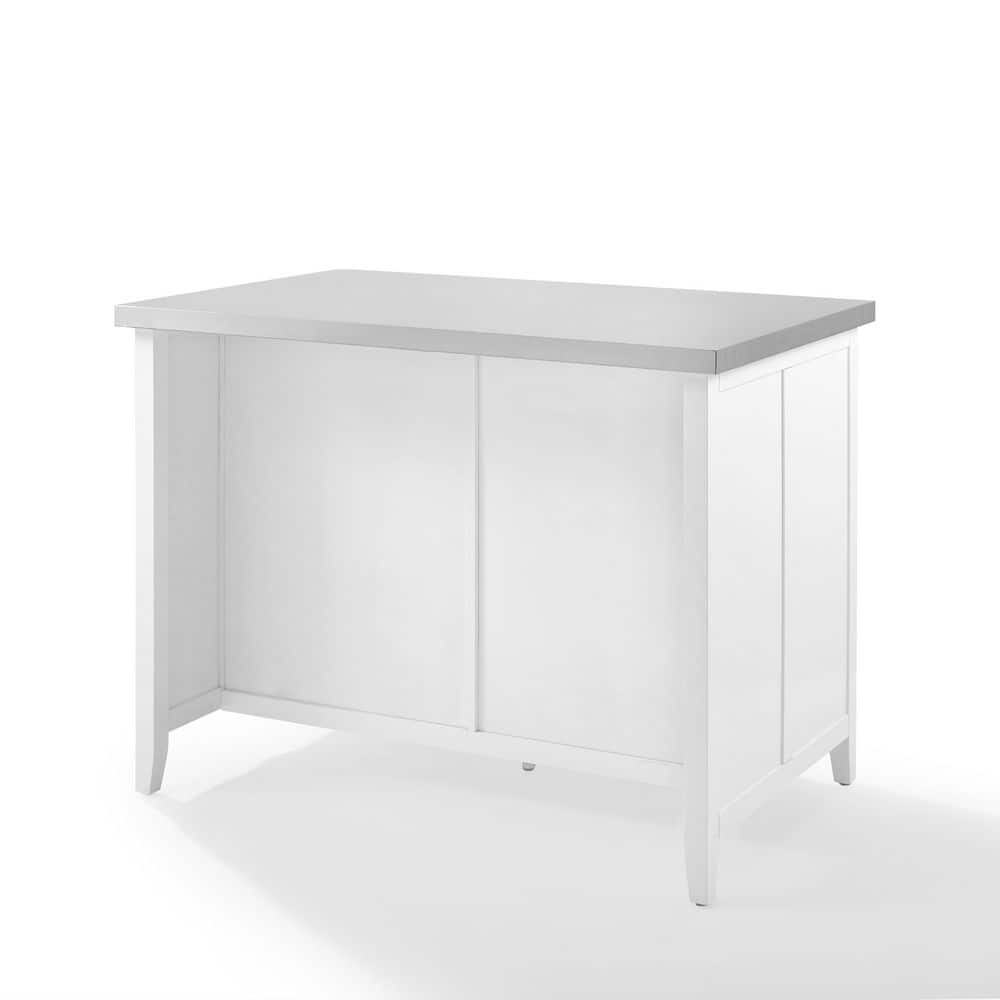 Silvia 51'' Classic White Kitchen Island with Stainless Steel Top