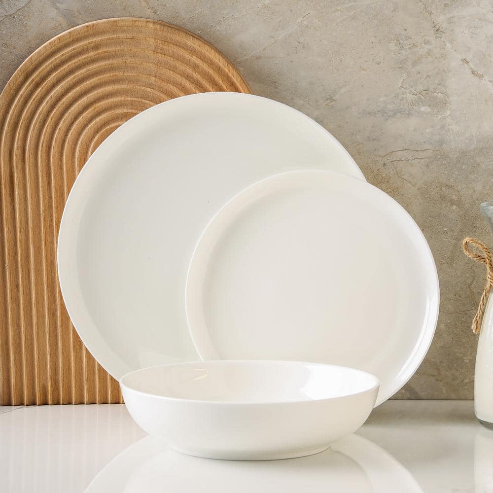 Gabrielle White Porcelain Formal Dinnerware Set, Service for 8