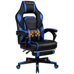 Blue Vinyl Seat Massage Gaming Chairs with Arms