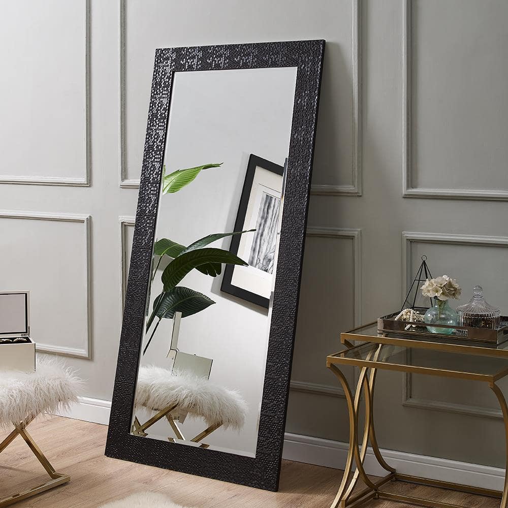 Gold Mosaic Full Length Mirror with Faux Wood Frame