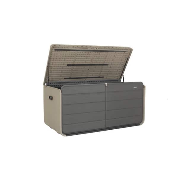 260 Gal. 68 in. x 32 in. Gray Large Plastic Deck Box Patio Storage Box with Lock, Wheels and Waterproof Lid