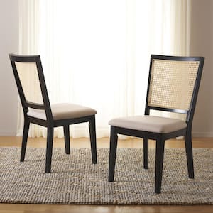 Margo Black/Beige 16.8 in. Rattan Dining Chair (Set of 2)