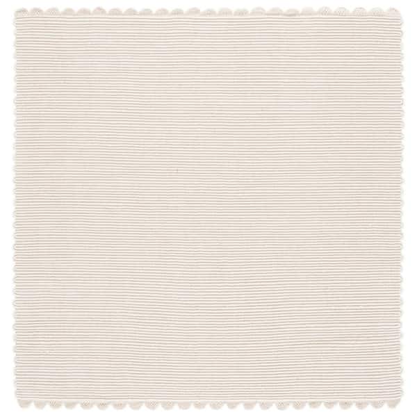 SAFAVIEH Montauk 6 ft. x 6 ft. Ivory Striped Solid Square Area Rug ...