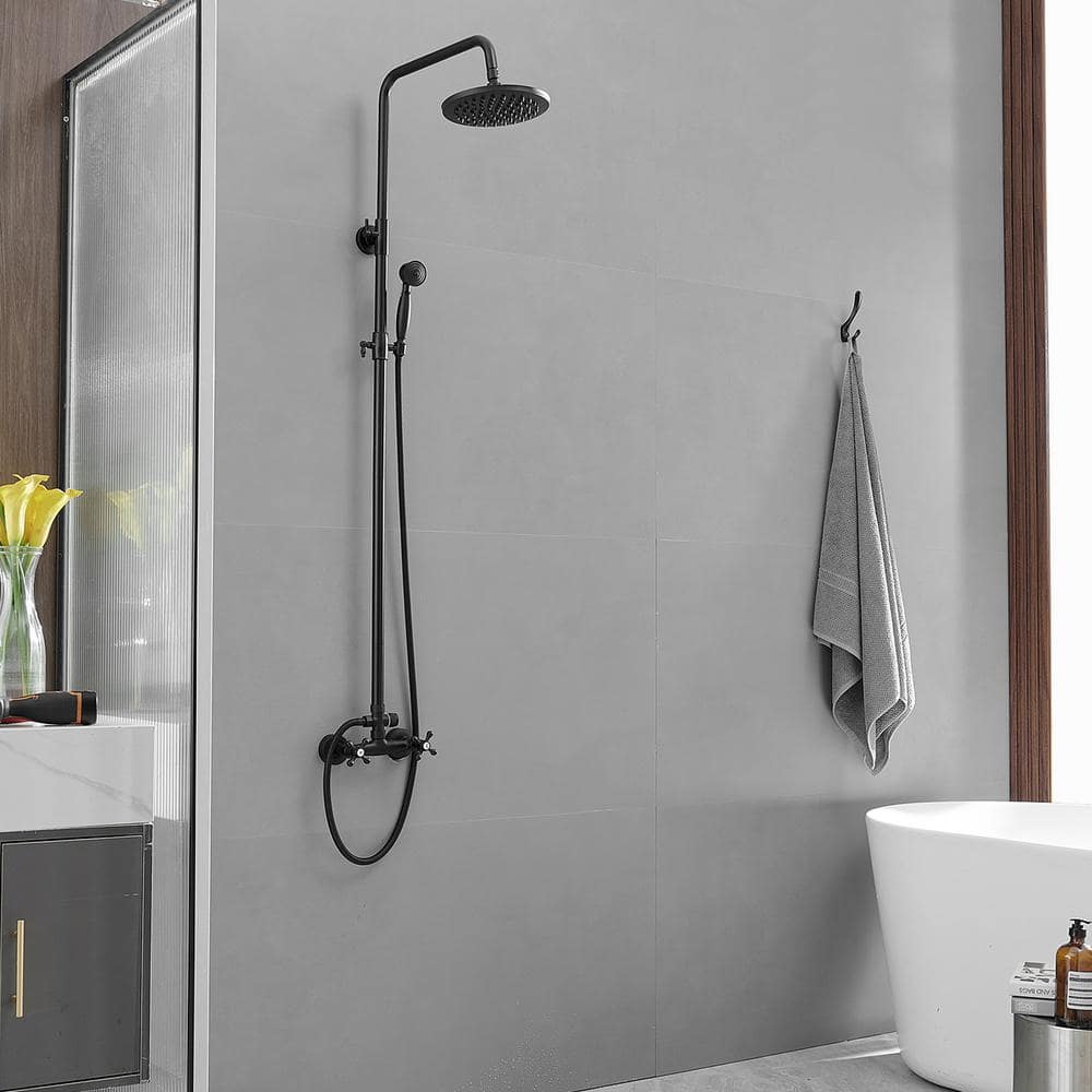 Matte Black Adjustable Rain Shower System with Handheld