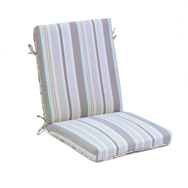 Hampton Bay 21 in. x 20 in. One Piece High Back Outdoor Dining Cushion in Woven Multi-Stripe