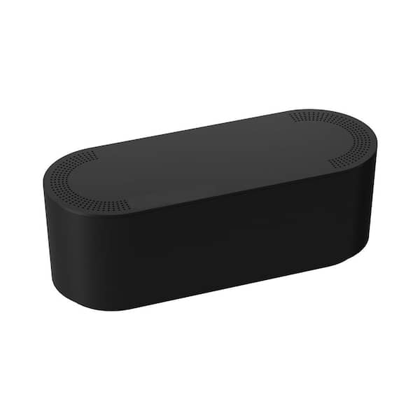 12.75 in. Black Plastic Cable Management Box Power Strip Cover for Desk and Floor Outlets