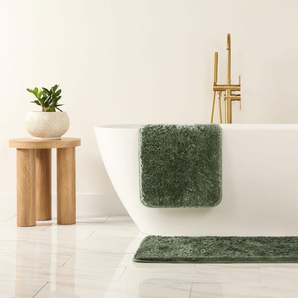 Ultra Soft 34 in. x 21 in. Sage Plush Bath Mat