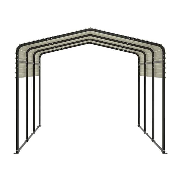 10 ft. W x 15 ft. D x 8.41 ft. H Black Metal Carport Carports with Enhanced Base Heavy Duty Garage