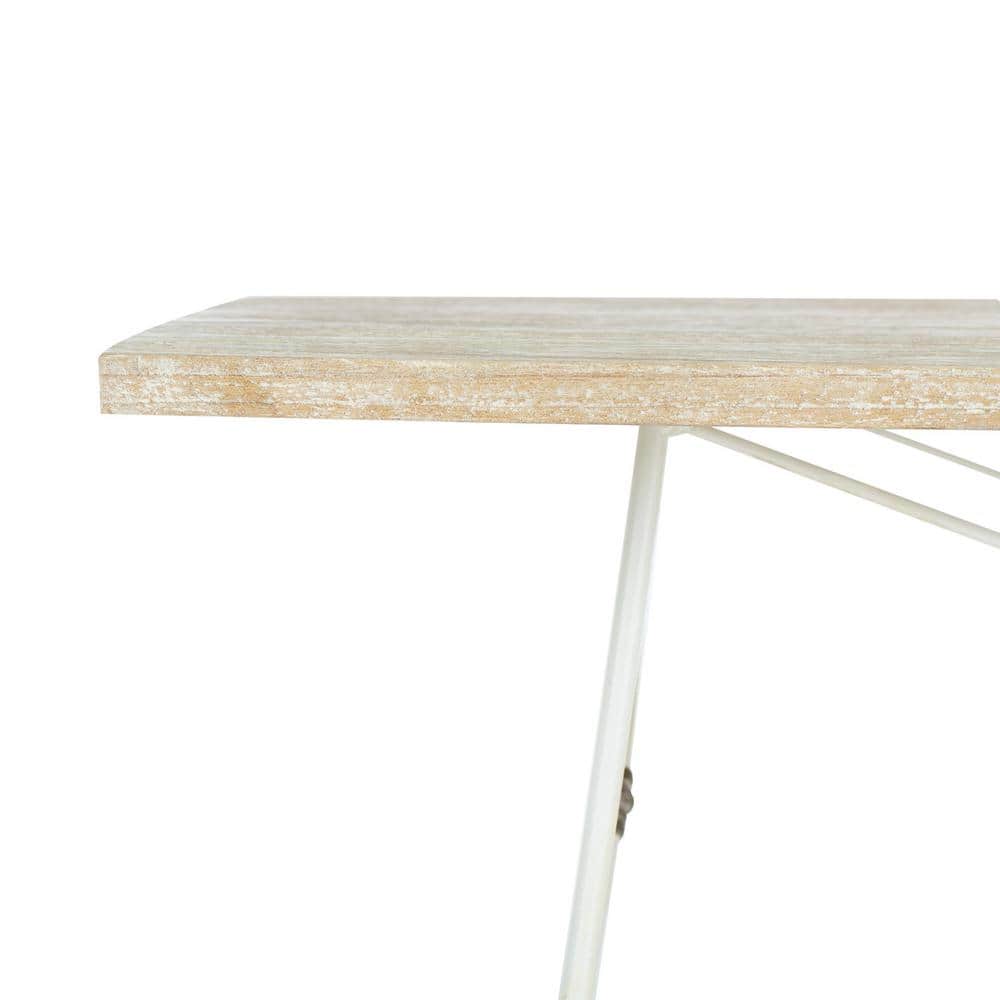 Transitional Beige Wood and Metal Coffee Table, 47" Rectangular