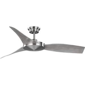 Spicer 54 in. Indoor/Outdoor Brushed Nickel Contemporary Ceiling Fan with Remote Included for Bedroom