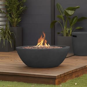 Riverside 36 in. x 13 in. Round MGO Propane Fire Pit in Shale with Natural Gas Conversion Kit