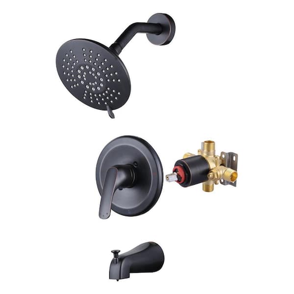Wall Mounted Single Handle Brass 5-Spray Tub and Shower Faucet Trim Kit 1.8 GPM in. Oil Rubbed Bronze (Valve Included)