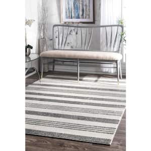 Vernazza Striped Gray 10 ft. x 14 ft. Area Rug
