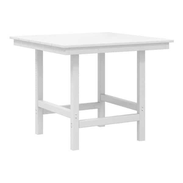 Shoreside Outdoor All Weather Plastic 36 in. Square Patio Dining Table in White