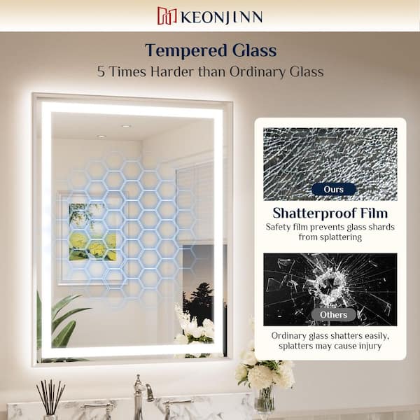 KeonJinn 28 in. W x 36 in. H Framed LED Lighted Bathroom Vanity