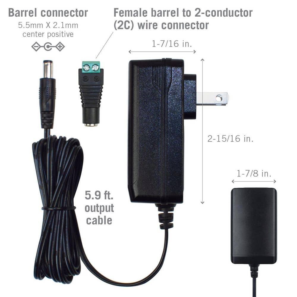 Black 36W Wall Mount Power Supply Adapter