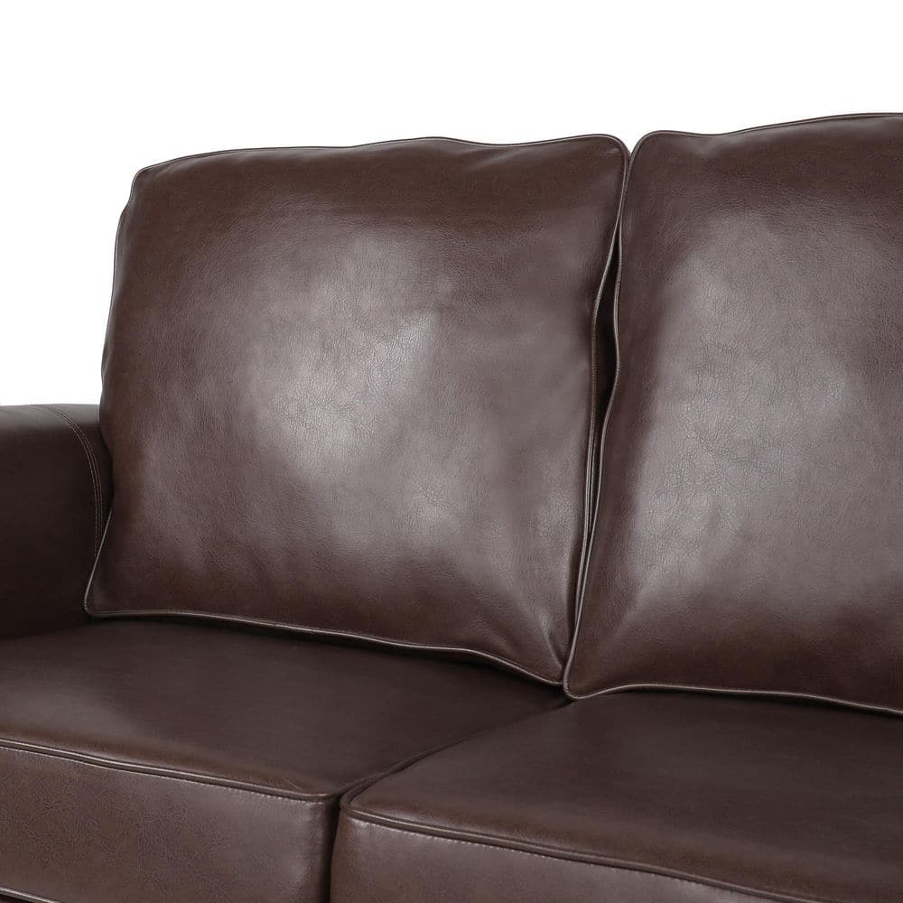 Dark Brown Faux Leather Lawson Sofa with Nailhead Trim