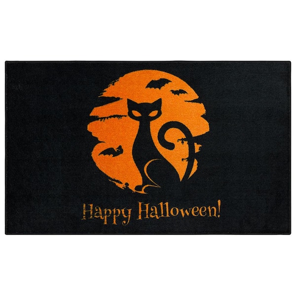 Mohawk Home Moon Cat Black 2 ft. x 3 ft. 4 in. Machine Washable Holiday Area Rug