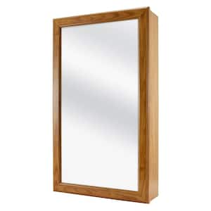 15-1/4 in. W x 26 in. H Framed Surface-Mount Bathroom Medicine Cabinet in Oak with Mirror