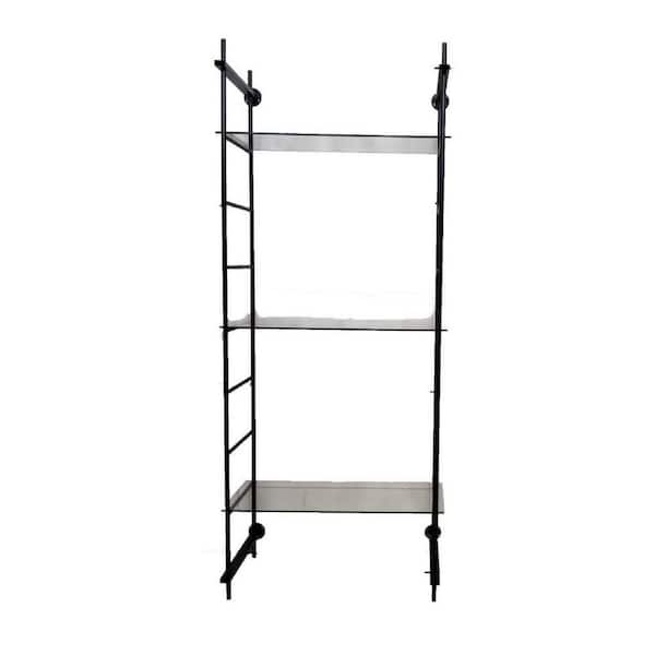 Modern Black Metal with Ladder Design Plant Stand (3 in. H x W 86.75 in. H)