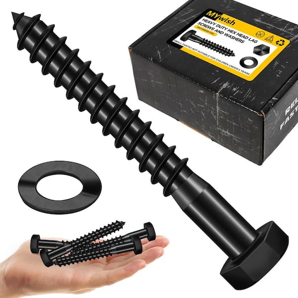1/2 in. x 3-1/2 in. Stainless Steel Hex Drive Hex Head Lag Screws, Black Oxide (25-Pack)
