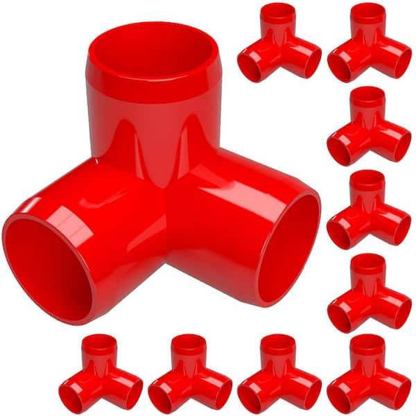 Formufit 1/2 in. Furniture Grade PVC 3-Way Elbow in Red (10-Pack)