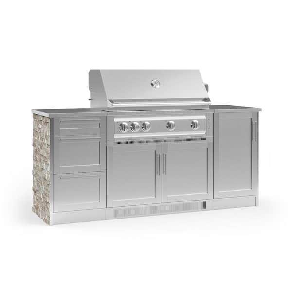 NewAge Products Signature Series 79.16 in. x 25.5 in. x 51 in. 6-Piece Outdoor Kitchen Cabinet Set with Natural Gas 40 in. Grill