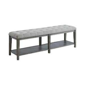 Worrell Beige Tufted Upholstered Bench