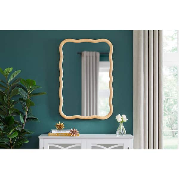 Home Decorators Collection Medium Wavy Natural Wood Framed Mirror ...