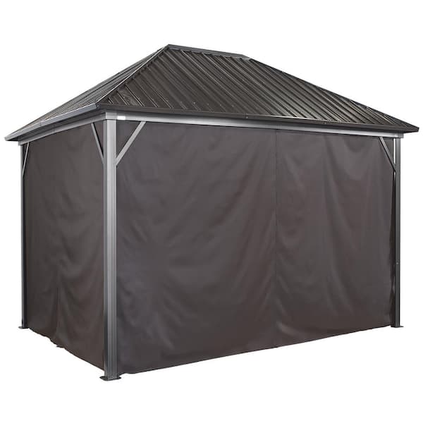Genova 12 ft. x 16 ft. Brown Polyester Curtains For Gazebo