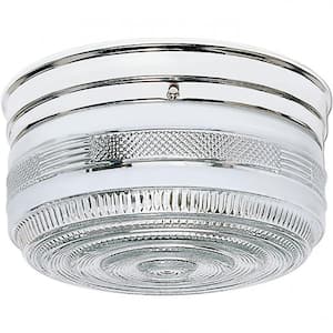 Nuvo 10 in. 2-Light Polished Chrome Traditional Semi-Flush Mount with Crystal and White Glass Shade, No Bulbs Included