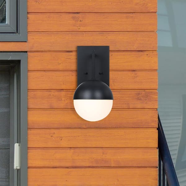Pineview Black 1-Light Outdoor Line Voltage Hardwired Porch Light Wall Sconce with No Bulbs Included