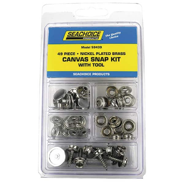 Seachoice Nickel Plated Brass Canvas Snap Kit With Tool (49-Piece) 59439 -  The Home Depot