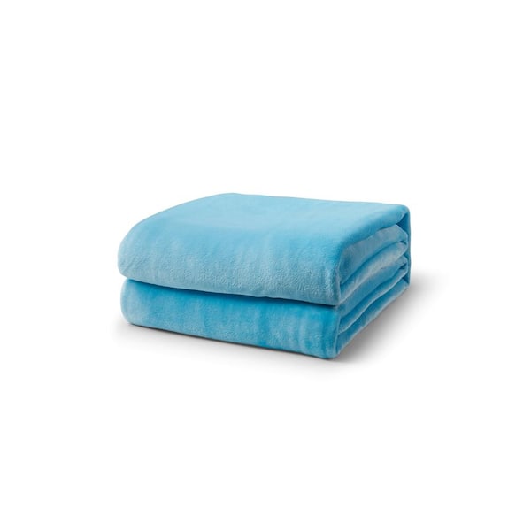 L'Baiet Blue Fleece Twin Blanket 60 in. x 80 in. 100% Polyester