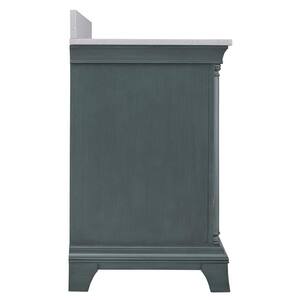 Strousse 61 in. W x 22 in. D Vanity in Distressed Blue Fog with Engineered Stone Top in Ice Diamond with White Sink