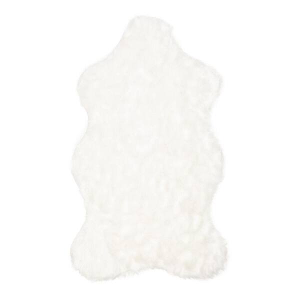 Jean Pierre Faux Fur Sheepskin White 3 ft. x 5 ft. Polyester Area Rug
