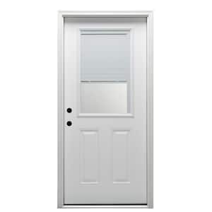 34 in. x 80 in. Internal Blinds Right-Hand 1/2-Lite Clear 2-Panel Classic Primed Fiberglass Smooth Prehung Front Door
