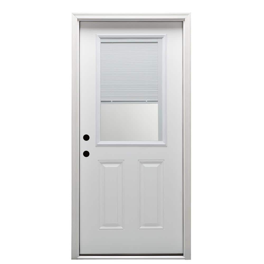 36 in. x 80 in. Internal Blinds Right-Hand Inswing 1/2 Lite 2-Panel Clear Primed Fiberglass Smooth Prehung Front Door price history on PriceWatchPro