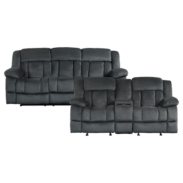 EVERGLADE HOME Magnus 169 in. W Round Arm Microfiber Rectangle Sofa in Black