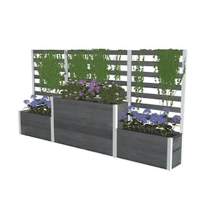 Vita Urbana 132"L x 16"W x 66"H Vinyl Parklette Planter Combo with Trellis, Slate Gray, VT17630