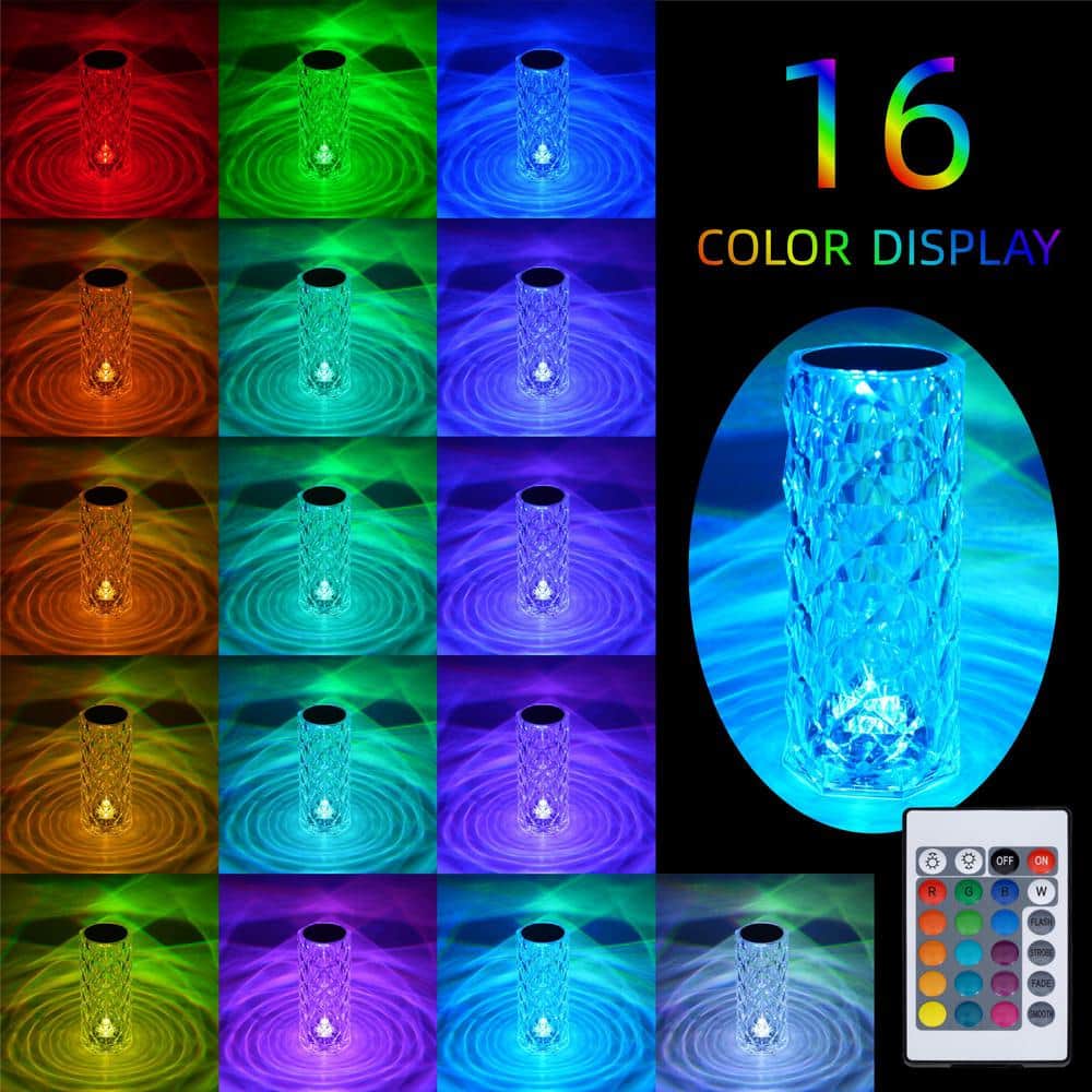 Clear Acrylic Cordless RGB Color-Changing Table Lamp