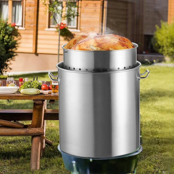 Commercial Stockpot 84 qt. Stainless Steel Nonstick in Silver Cookware Sauce Pot with Lid and Manual, Heavy Duty