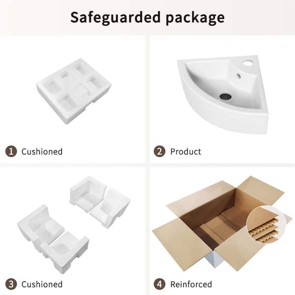 LUXSHERY 17.13 in Wall-Mounted Triangle Corner Bathroom Sink in