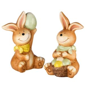 12 in. Standing Sisal Easter Bunny Holding a Basket 3350 - The Home Depot