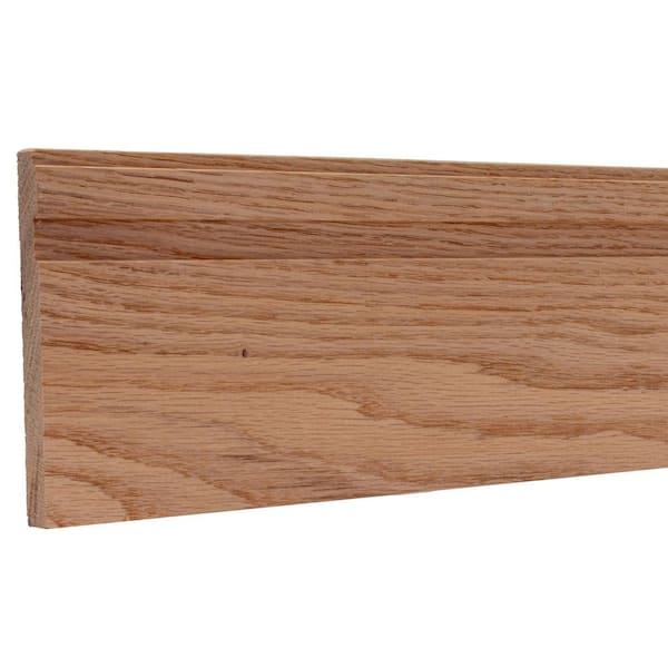 0.5625 in. D x 5.5 in. W x 92 in. L Unfinished Red Oak Wood Beckett Base Moulding