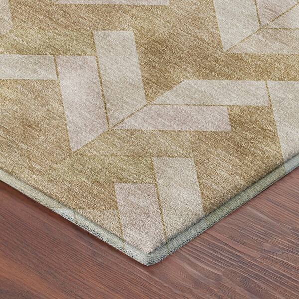 Mayfield Premium Machine Washable Abstract AMF2297 Wheat 2 ft. x 3 ft. Accent Rug