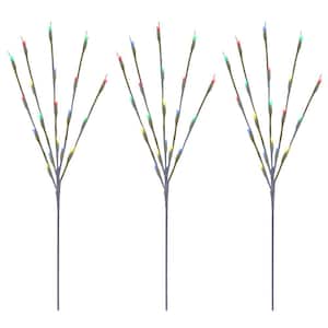 3 Count 29 in. H 60-Light Multi-Color Twinkling LED Twig Tree Pathmarkers