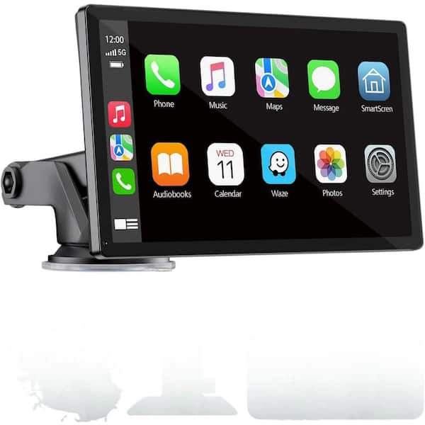 Lukyamzn 7 in. HD Portable Car Stereo Touchscreen with Apple CarPlay and Android Auto Wireless Carplay Screen in Black (1-Pack)